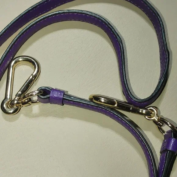 Coach Purple Leather Crossbody Strap Gold Tone Hardware Adjustable Length - Picture 4 of 6